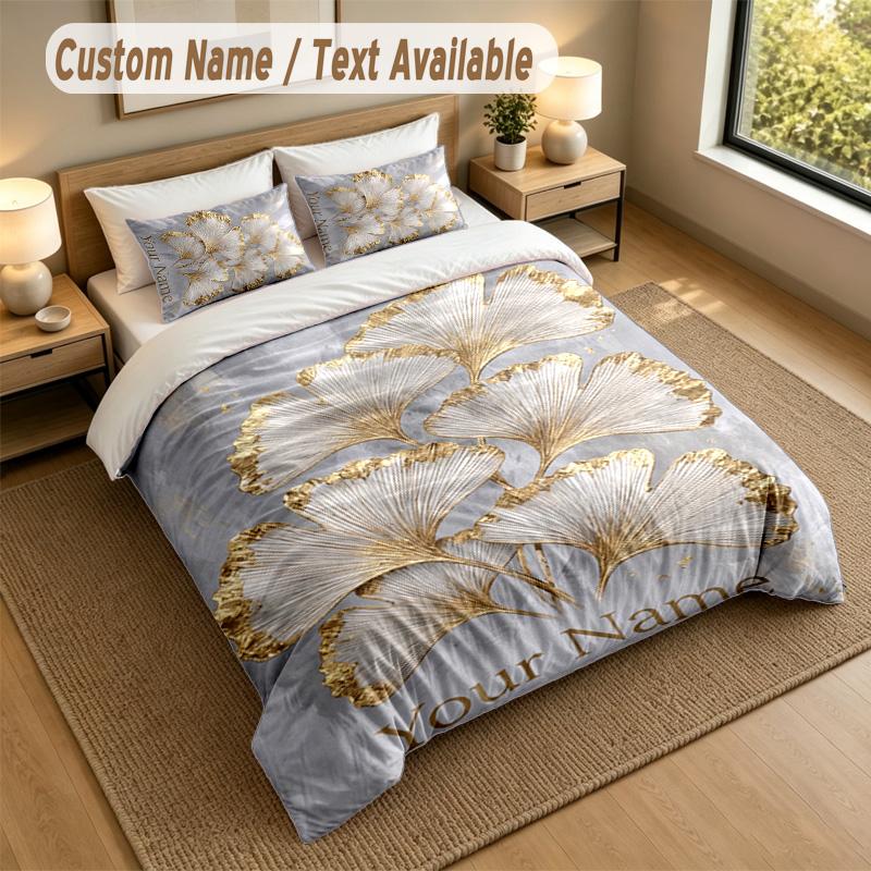 Autumn Harvest Theme Personalized 3Pcs Bedding Set Custom Text & Name 1 Sheet 2 Pillowcases Household Bedding 1pc