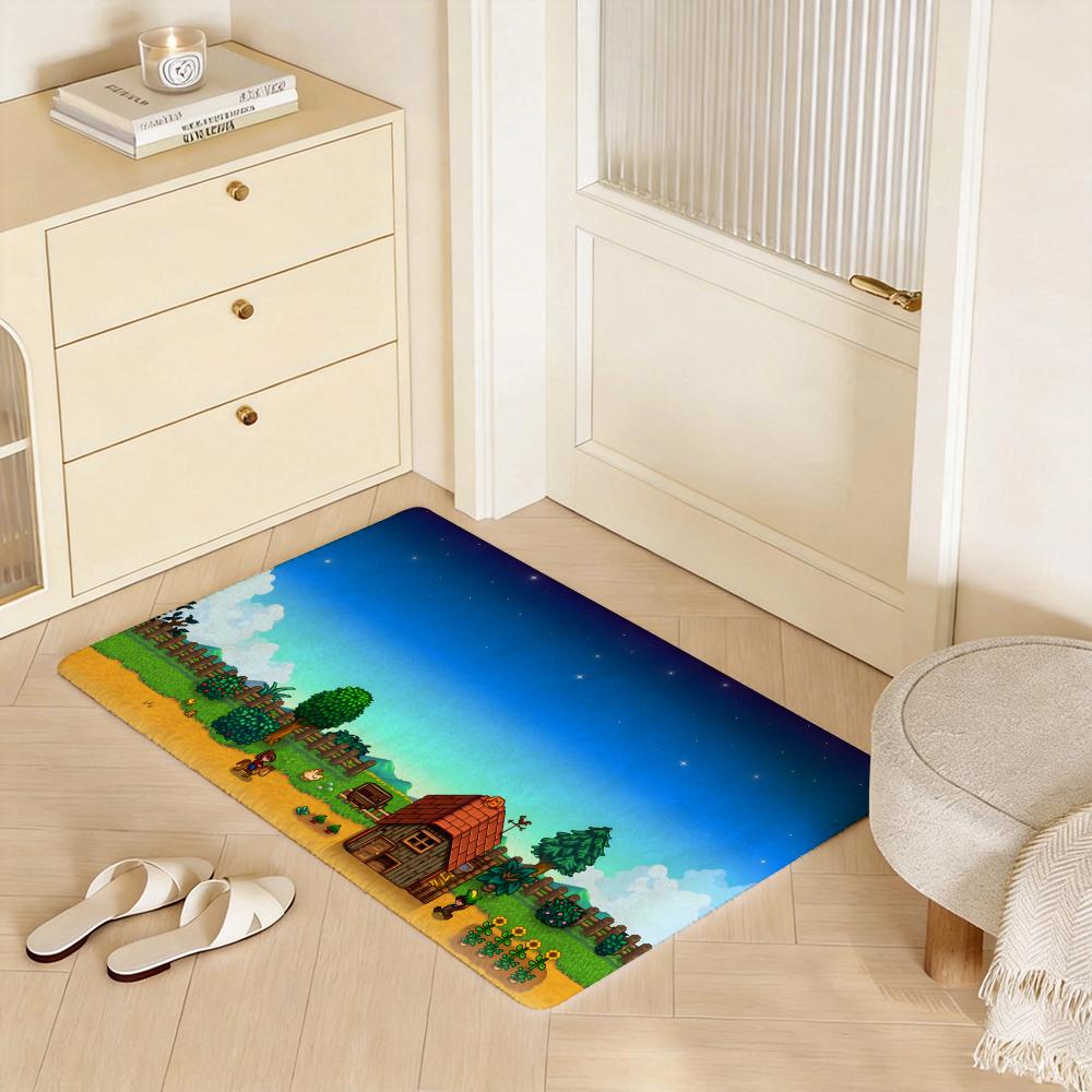 Game S Stardew Valley Floor Mat Eco Flannel Doormat Non Slip Odorless Indoor Floor Rug Soft Short Plush Home Mat
