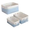 The Blue Foldable Fabric Storage Basket with Handle 3 Pcs Is Suitable for Shelves In Kitchens Study Rooms Wardrobes Bathrooms and Other Scenes
