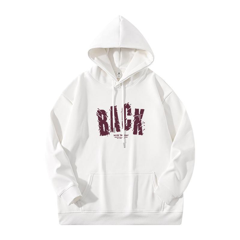 Men's Heavyweight Letter Print Hoodie - Autumn/Winter Thick Casual Jacket for Teens & Adults