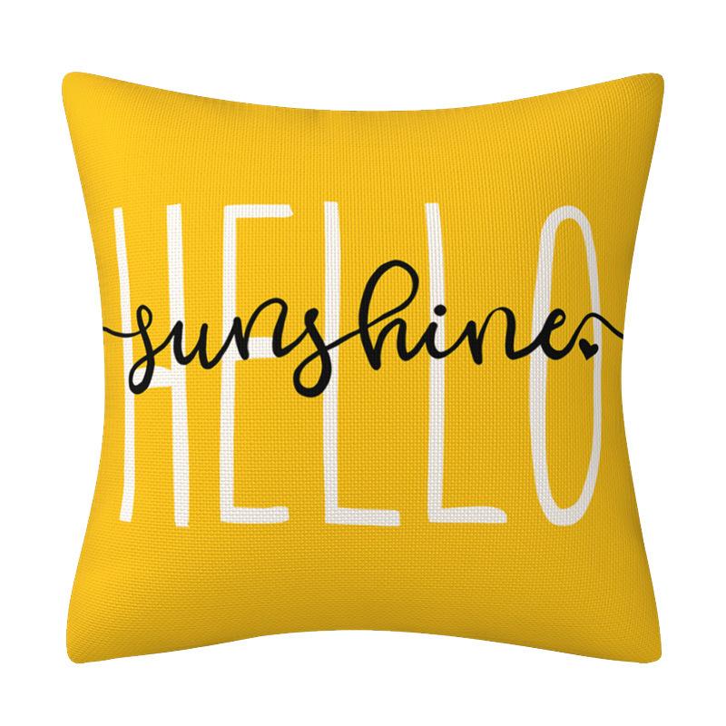 Summer Small Daisy Linen Pillowcase Yellow Letters Fresh Pillow Home Decoration Pillowcase