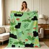 All Season Flannel Throw Blanket with Cute Black Cat Garden Floral Mushroom Print Soft Warm Cozy Lightweight Blanket for Sofa Couch Bed Office Living