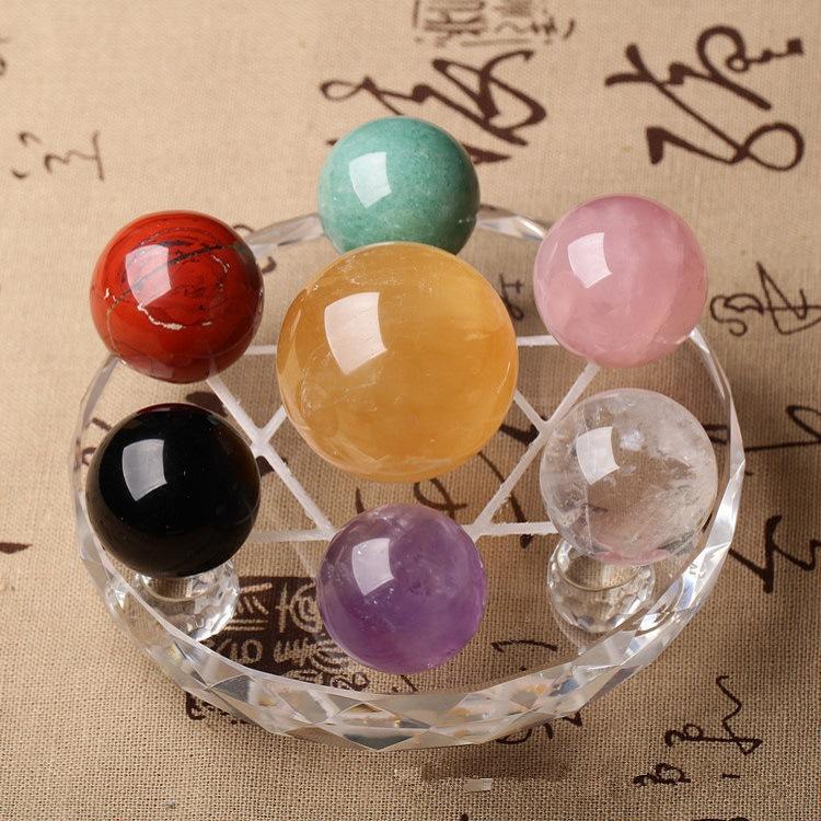 Recommended Jewelry Natural Seven-Colored Crystal Ball Seven-Star Array Crystal Ornament Raw Stone Craft Chassis diameter【10cm естественный