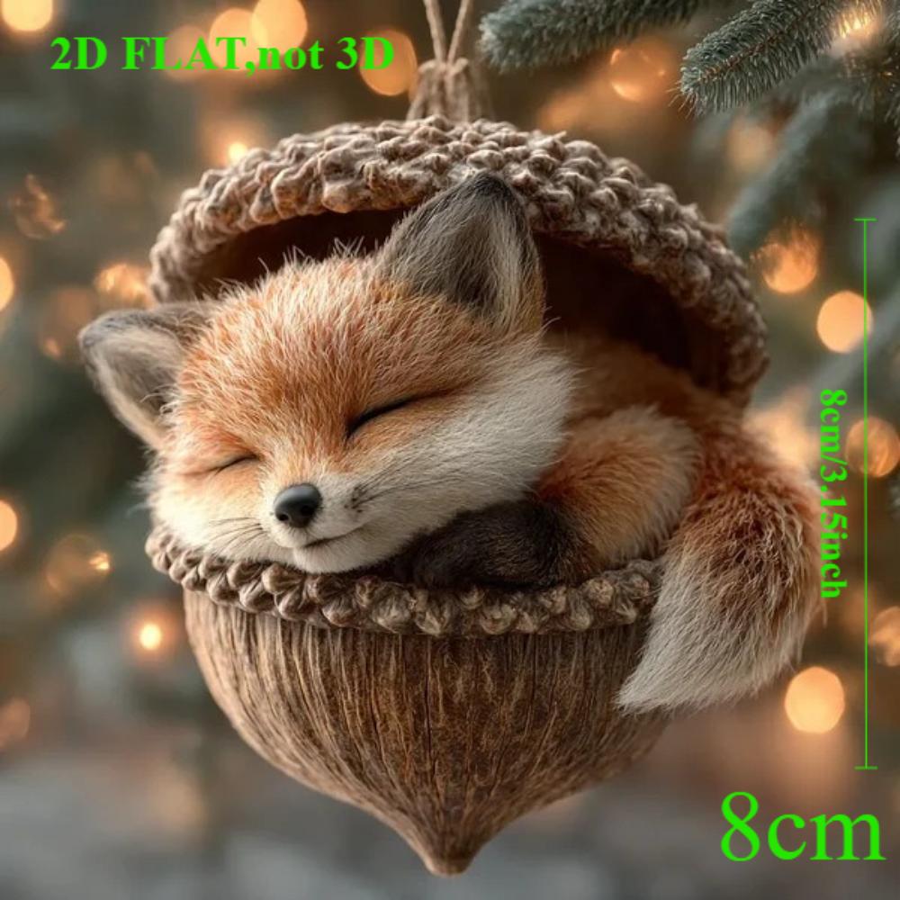 New Chestnut Squirrel Hedgehog Christmas Ornament Christmas Tree Pendant 2D Flat Print Acrylic Pendant