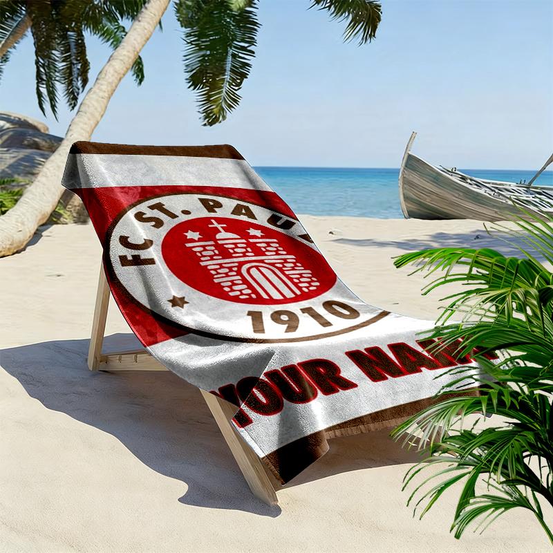 Custom Name St Pauli Print Beach Towel, Large Soft Quick Dry Towel for Beach Camping Swimming