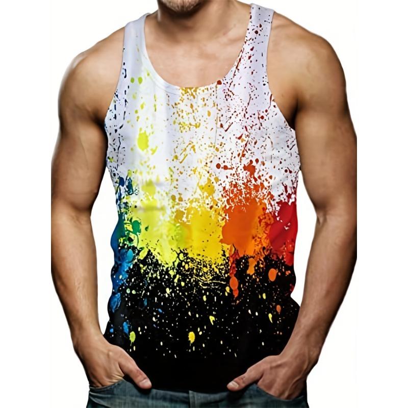 Nueva Moda Puesta de Sol Palmera Camiseta sin Mangas para Hombre Gráfico Tropical sin Mangas para Hombre Chaleco Vacaciones de Verano Atuendos Casuales de Vacaciones