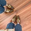 French Semi-drag Sandals Women's Rear Empty T-band French Flat-soled Muller Shoes Bag Head Fashion French Soft Leather Single Shoes Women