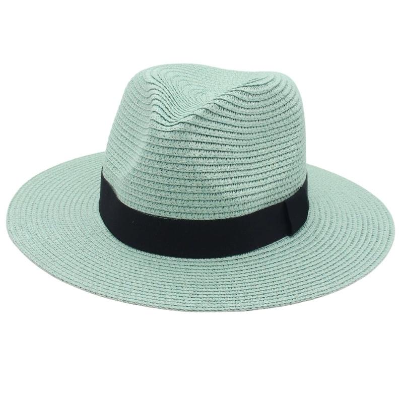 Spring and Summer Selling Straw Hat Square Black Ribbon Hat for Men and Women Jazz Hat Panamahat