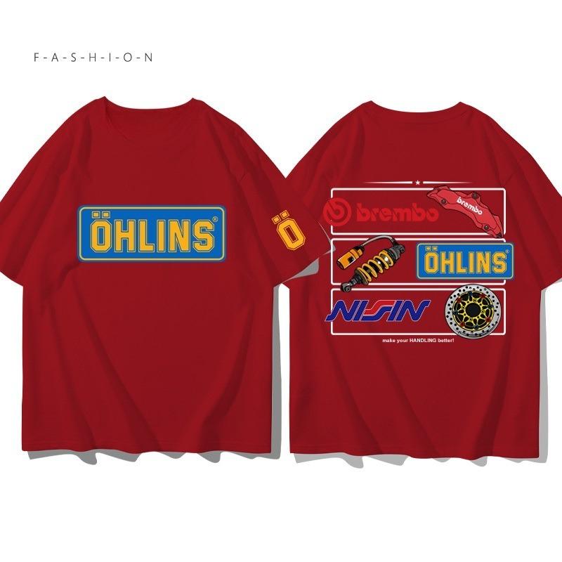 2025 Men's Motorcycle Ohlins Suspension Print T-shirt Graphic Oversized Sport Breathable Comfortable Streetwear S-4XL Cool Tee