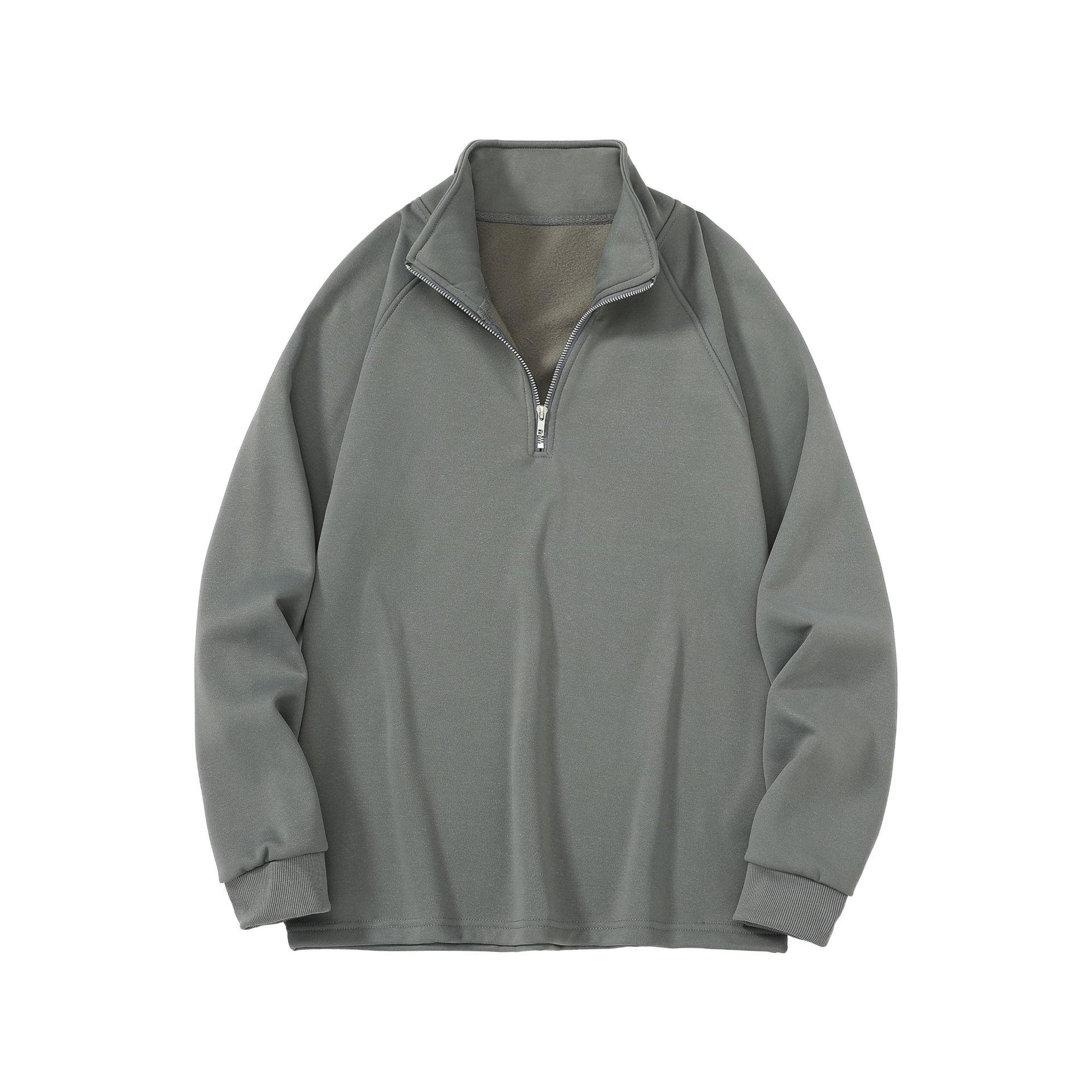 

Men s European & American Slim Fit Raglan Sleeve Half-Zip Sweatshirt with Stand Collar - Solid Color Casual Wear for Spring & Autumn. Extra Large