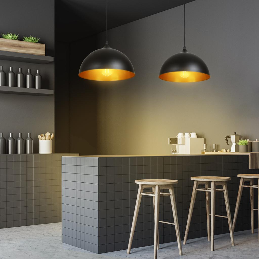 Tomshine Plug-in Metal Pendants Light Classic Black Lampshades Industrial Hanging Ceiling Lamp with