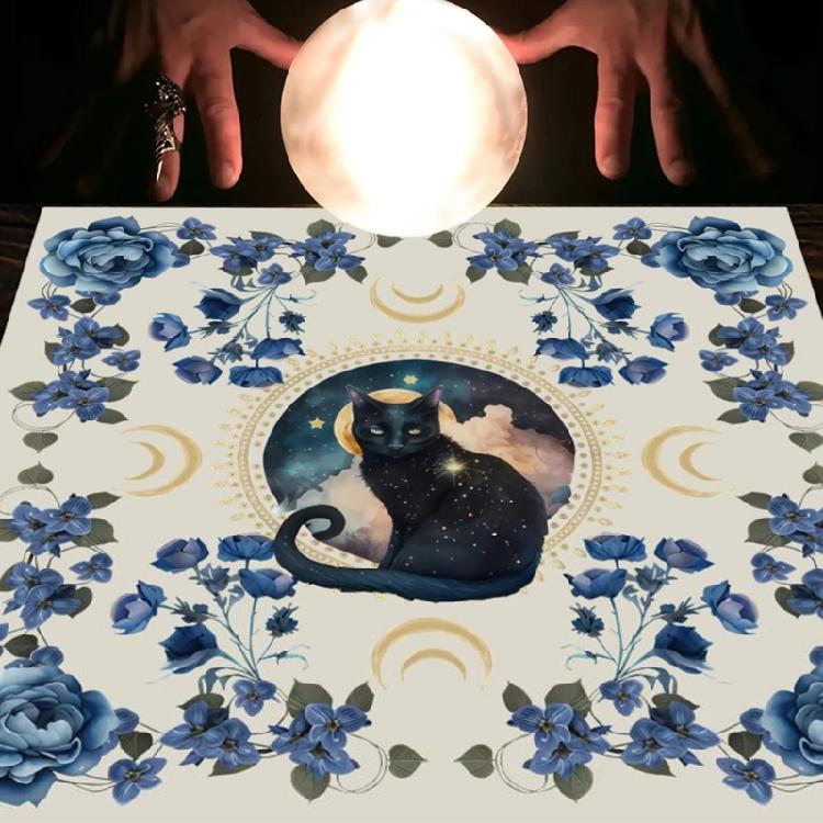 Blumenkatzenmuster Tarot-Tischdecke Astrologie Hexerei Decktuch Wanddekoration