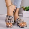 Women's Sandals 2024 Summer Platform Retro Sandals Woman Fashion Leopard Beach Slippers Women Plus Size36-43