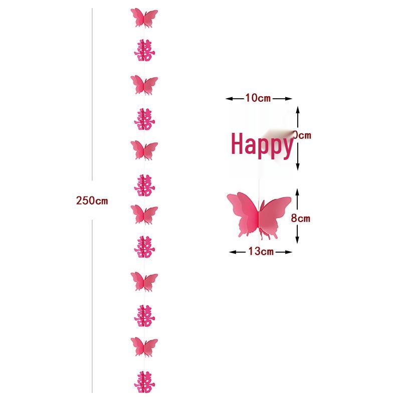 Colorful 3D Paper Butterfly Garland for Party, Wedding, and School Decoration