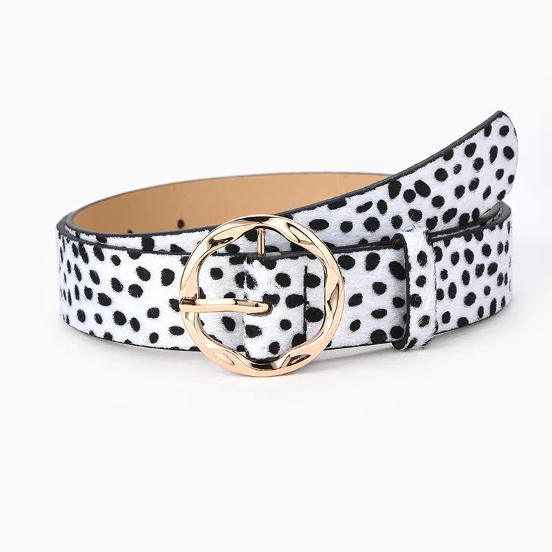 Female Belt Cummerbund Women Horsehair Belt With Leopard Pattern Rose Gold Metal Buckle Pu Belt Accessories For Dress Jeans