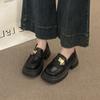 Black platform British style small leather shoes women's 2025 spring new retro versatile one-pedal loafers Mary Jane