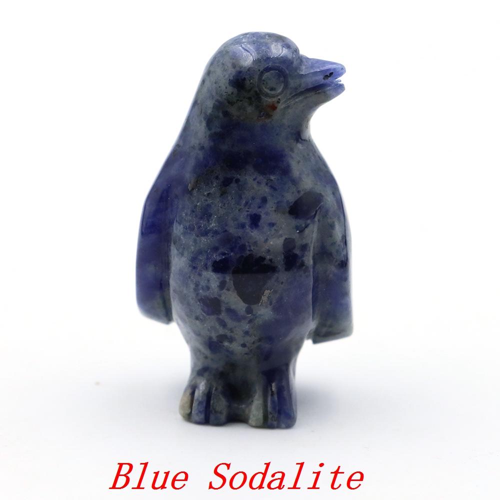 Cute Penguin Statue Natural Amethyst Rose Quartz Healing Crystals Stones Carving Reiki Animal Figurines Crafts Room Decoration