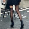 2025 Trendy Black Striped Split-Leg Anti-Snag Tights for Women