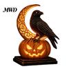 Cute Ghost And Cat Night Lights Halloween Pumpkin Light, Resin LED Dragon Tabletop Lamp, Witch Festive Ornaments Hat Black Crow Lamp for Home