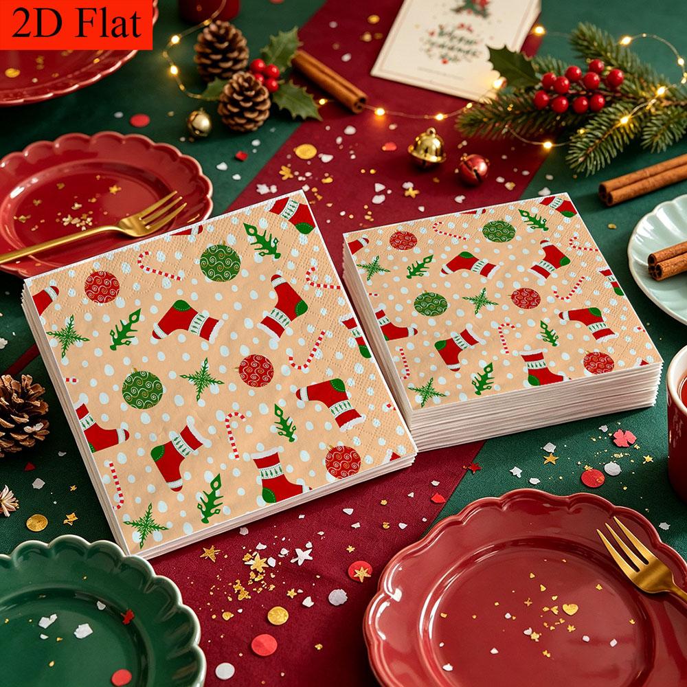 20pcs Disposable Napkins with Candy Element Pattern Print for Wedding,Parties,and Daily Use for Thanksgiving Fall Christmas Table Decoration
