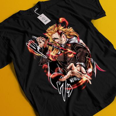 Demon Slayer Shirt Rengoku Kyojuro Tshirt Tanjiro T-Shirt Muzan Doma Wind Tee