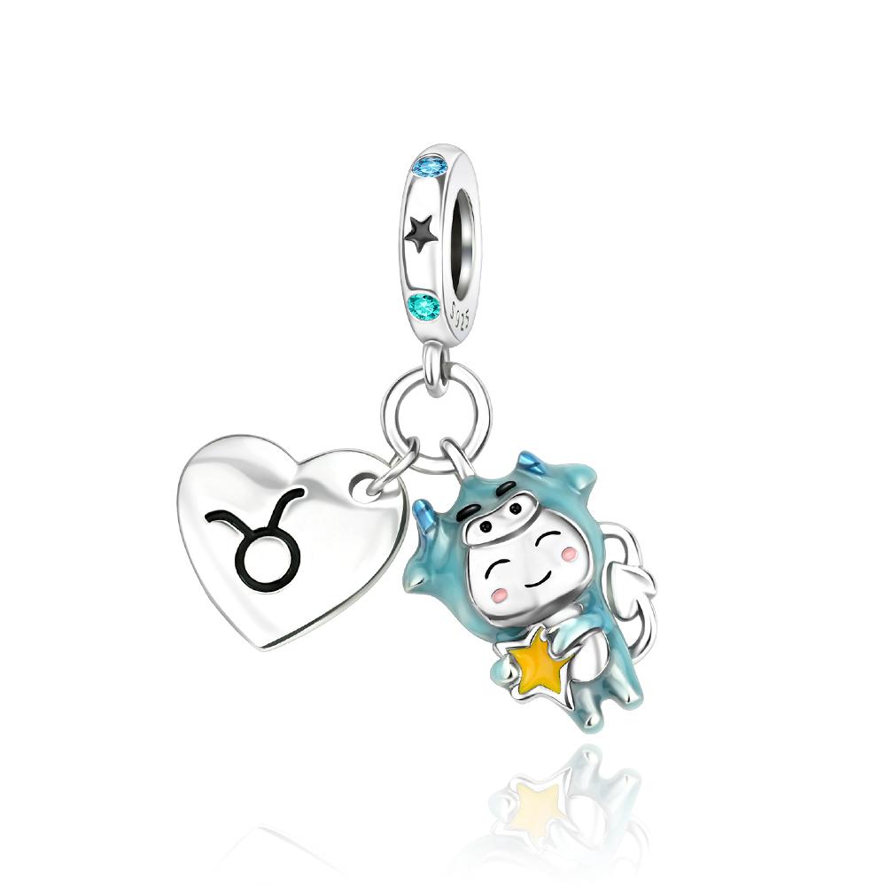 Popular Copper Rose Heart Shape Beads & Scorpio Dangle Charm Fits Bracelet Exquisite Necklace Women'S Jewelry Gifts