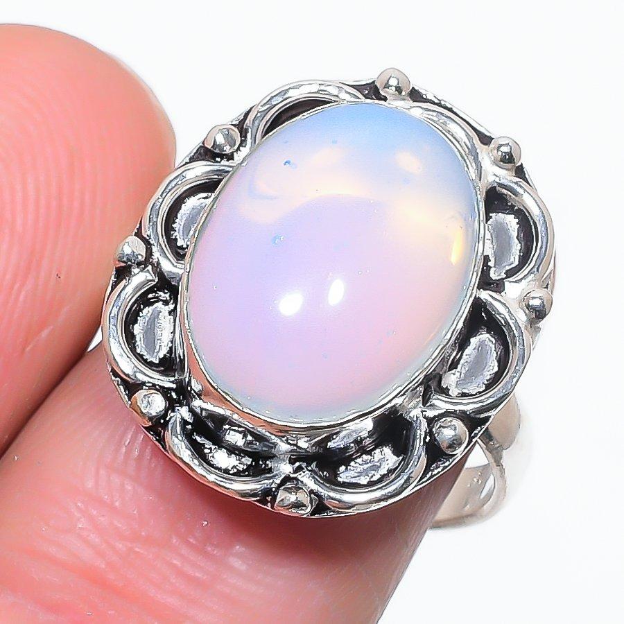 

Natural Milky Opal Gemstone 925 Sterling Silver Jewelry Ring Size 8 u5Y14