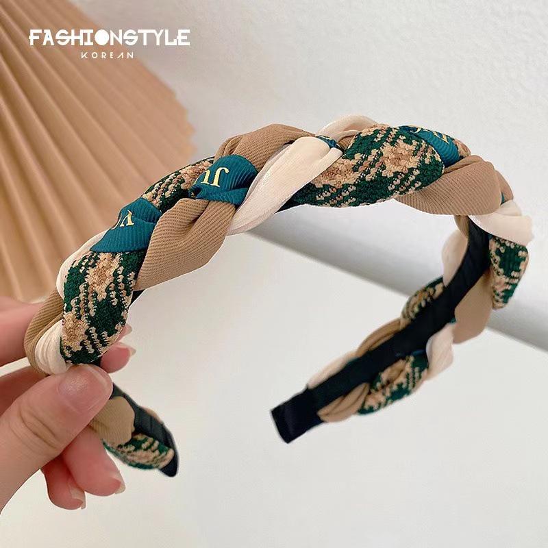 Retro French Wide Skull Top Sponge Headband for Women - Milk Coffee Color Hair Accessory