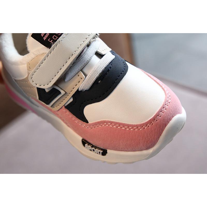 New Fall/Winter Cotton-Padded Kids' Sneakers – Classic Color-Block Design, Warm Versatile Running Shoes for Children