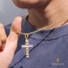 Cross Cross Pendant Top with Rope Chain Large CZ 14K Gold Gift KRKC&CO Necklace, [2-Piece Set] Diamond, Zirconia, Plated, Men's Accessories, Stylish,