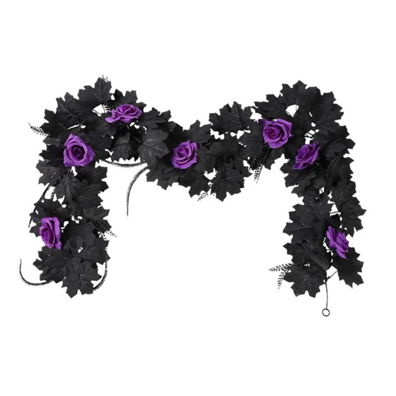 Flexible Artificial Maples Leaf Garlands Indoor Outdoors Halloween Theme Decors Easy Setups Sustainable Plastic Materials