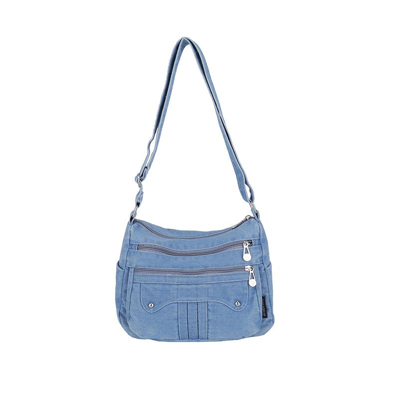 

Women s Denim Bag Large Capacity Crossbody Bag Commuter Tote Bag світло-синій колір