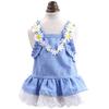 Pet Dog Cat Summer Mini Blue Plaid Sun Lace Dress Pet Clothing