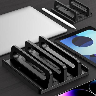 Dual-Slot Adjustable Vertical Laptop Stand Abs Plastic 4In1 Design Space-Saving For Macbook Chromebook Surface Hp Dell Book Ipad