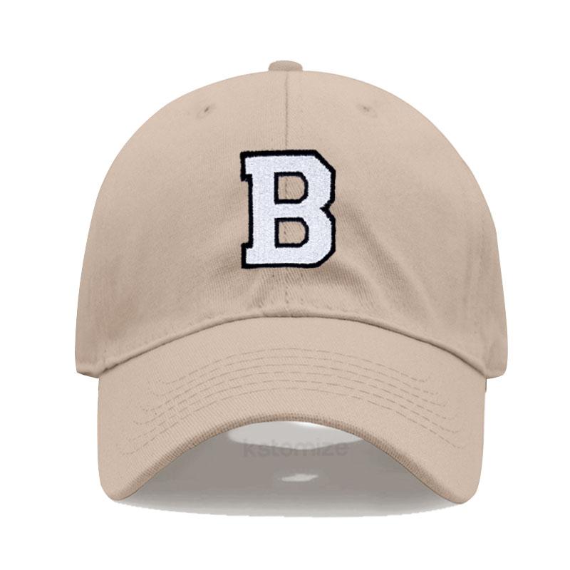 Initial Letter A-Z Embroidered Khaki Baseball Cap for Women Men Fashion Adjustable Soft Cotton Dad Hat Unisex Classic Golf Caps