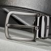 Daks Black Buckle Dd Logo Embossed Leather Belt