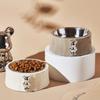 Detachable Pet Food Dispenser Stainless Steel Pet Feeding Basin Anti Knock Bear Pet Bowl  Dogs Cats