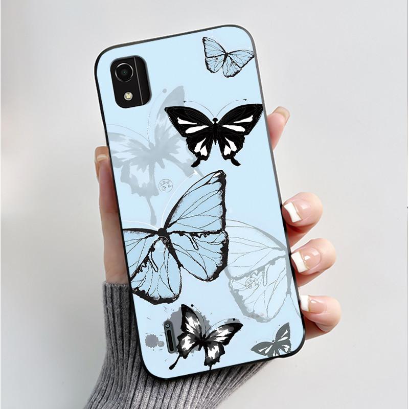 Phone Case For Nokia C2 2nd Edition Case Fashion Butterfly Flowers Black Soft Silicone Back Cover For NokiaC2 2nd Edition Casing