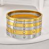 Cubic Zirconia Love Friendship Bracelets,6mm 4mm Women Bangles with CZ Stones, 18K Gold Plated Stainless Steel Jewelry