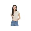 Calvin Klein SS23 Solid Color Crew Neck Cropped Short Sleeve T-Shirt Women Tops Light-Khaki J221172-ACI