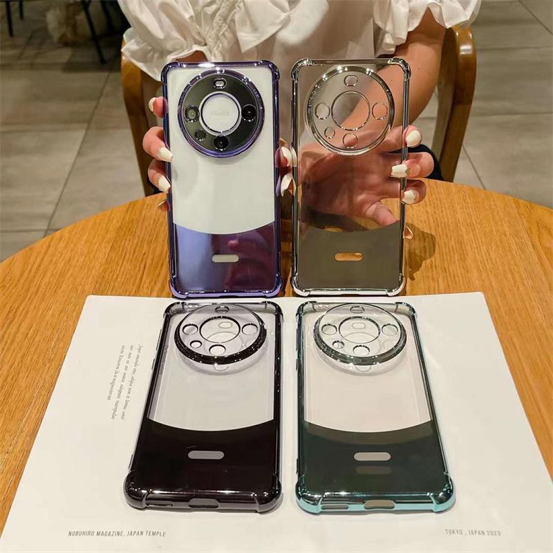Luxury Electroplated Four Corner Anti Fall Phone Case For Huawei Mate 60 Mate 60 Pro Transparent TPU Shockproof Cover