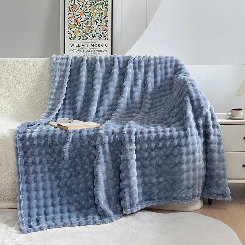 Bubble Rabbit Flannel Blanket Air Conditioning Sofa Cover Blanket Gift Casual Coral Velvet Blanket