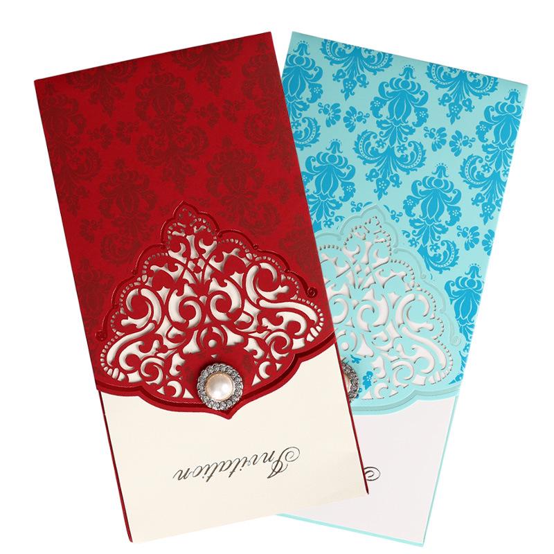 Elegant European Laser-Cut Pearl Greeting Card with Printable Invitation Page