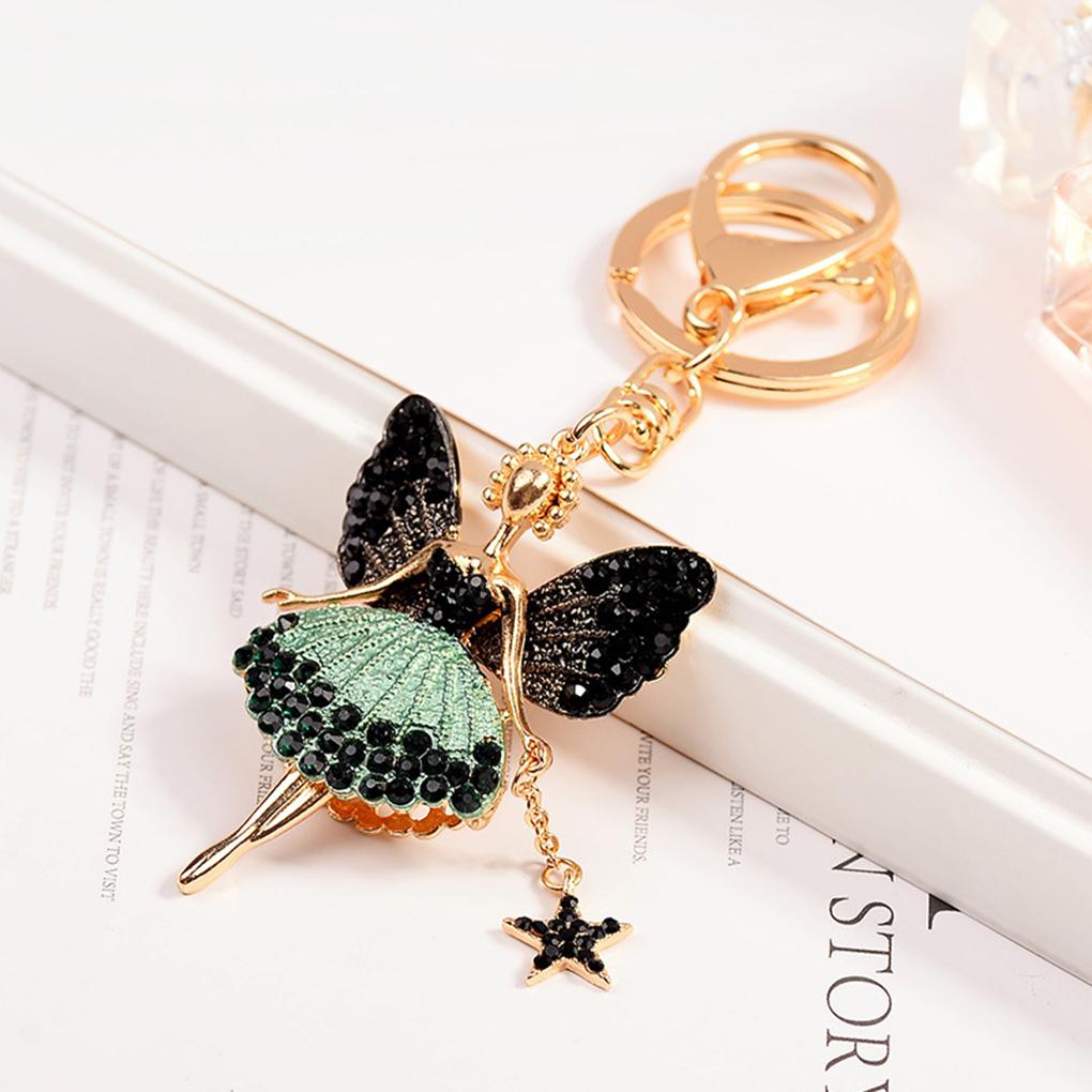 Pack of 2 Women Keychain Zinc Alloy Crystal Car Key Chain Cute Delicate Keyrings Hanging Decoration Pendant Girls Teen