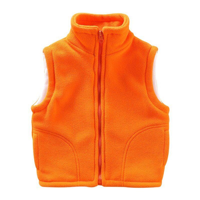 Spring and Autumn New Arrival Children Boys and Girls Pure Color Cardigan Simple Warm Polar Fleece Waistcoat
