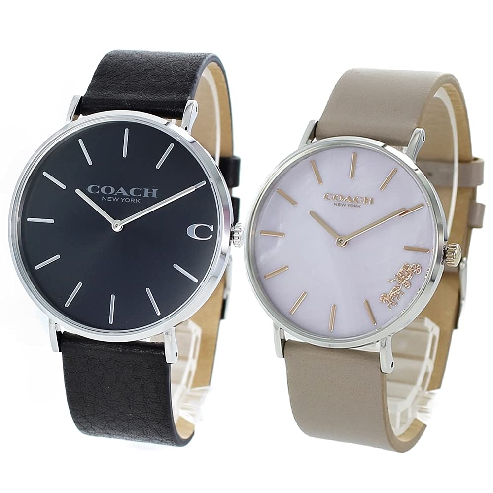 

COACH Storage BOX Парний годинник Charles Perry Simple Slim Black Light Pink Shell x Greige Leather 1460214914503245 Годинник [Coach] [Елемент]