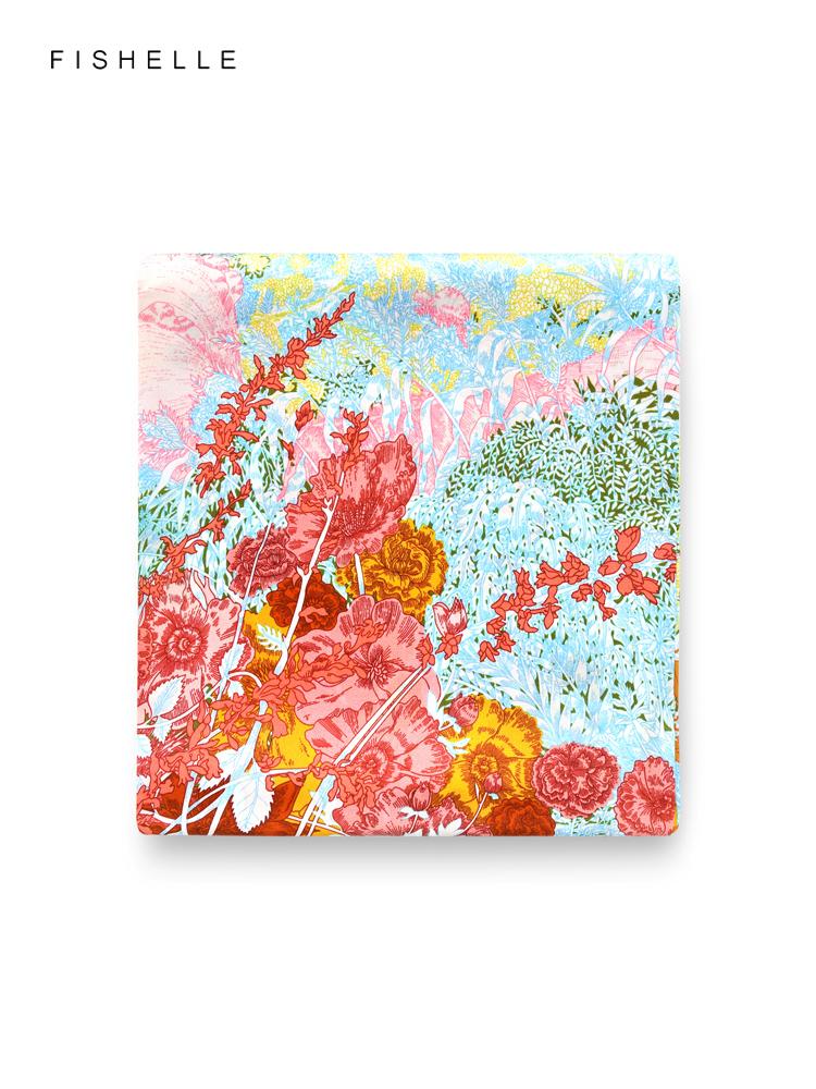 Orange Forest 100% Silk Scarf Shawl Glossy Wrap Bandana Hijab Women Square Scarves Headband Luxurious Gifts 90CM Kerchief