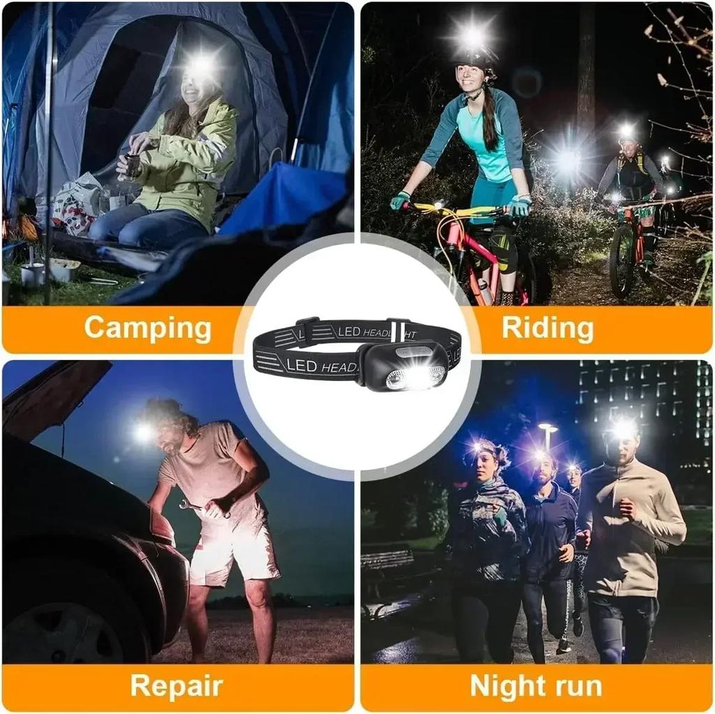 Mini USB Rechargeable Headlamp –Smart Motion Sensor, Hands-Free LED Flashlight for Camping, Hiking, Fishing, Emergency & Repairs