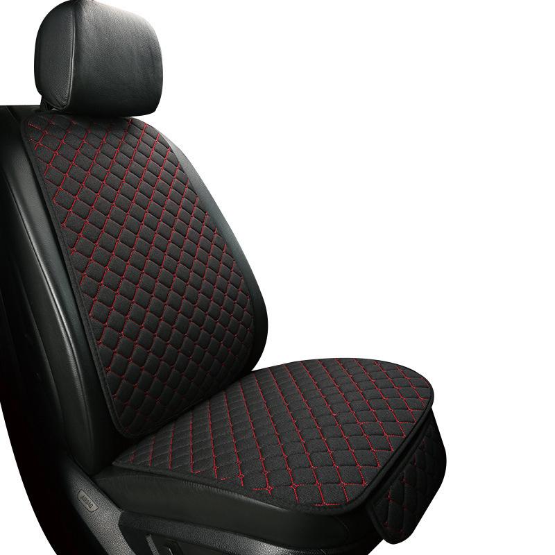 All-Season Breathable Linen Car Seat Cushion Set with Polka Dot Embroidery