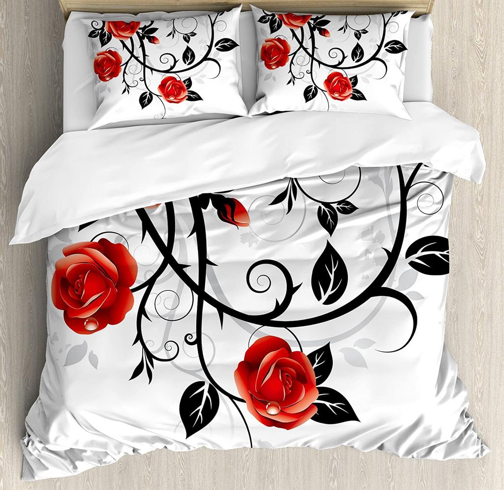 Black And White Bedding Set For Bedroom Bed Home Macro Leafless Winter Tree Branches Idyll Duvet Cover Quilt Cover Pillowcase